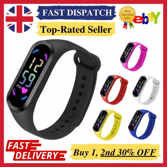 LED Wrist Watch Digital Sport Silicone Strap Kids Teen Girls Boys Children Gift