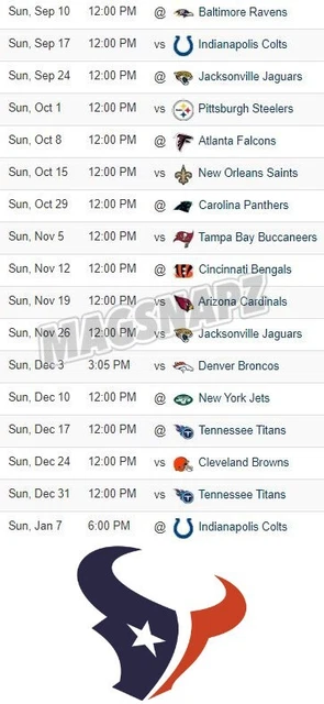 HOUSTON TEXANS 2023-2024 NFL Football Schedule Beer Fridge Magnet FREE