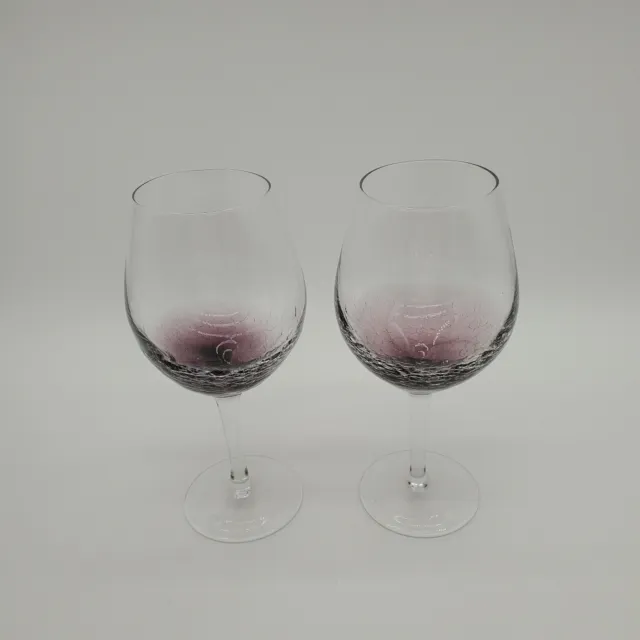 2 Pier 1 Light Purple Crackle Stemmed Wine Glasses