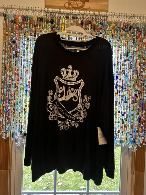 Juicy by Juicy Couture Long Sleeve Embellished Logo T-Shirt Liquorice Black 1X