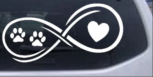 Infinity Love Paws Print Heart Dog Sticker Vinyl Decal – Perfect For Car Windows, Doors, Or Bumpers
