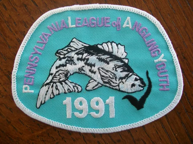 Pa Fish & Boat Pennsylvania League Of Angling Youth 1991 Patch 3.5" By 4"