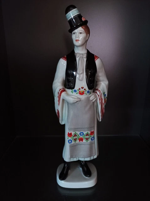 Porcelana Hollohaza - Figura de Hombre Húngaro Vintage