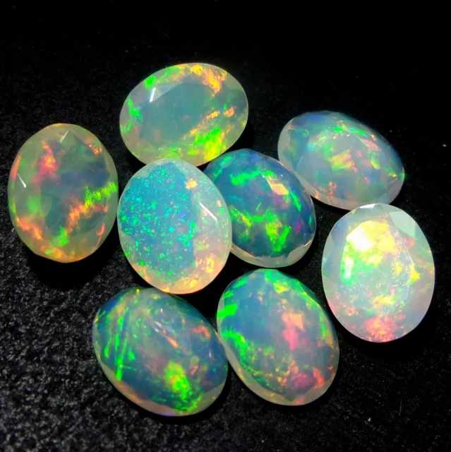 9x7 MM Natural AAAA Grade Rainbow Fire Faceted Ethiopian Opal Oval Shape 1 Piece