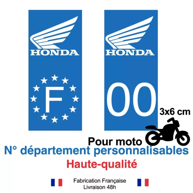 Stickers autocollant plaque d'immatriculation MOTO Honda bleu