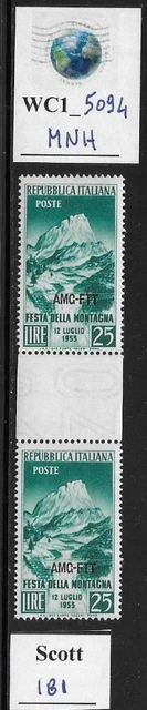 WC1_5094. TRIESTE FTT. Gutter pair 1953 FEAST OF THE MOUNTAIN. Scott 181. MNH