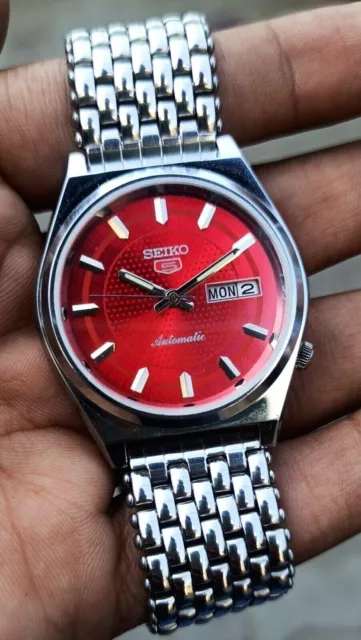 Orologio da polso da uomo vintage Seiko 5 automatico con giorno e data con...