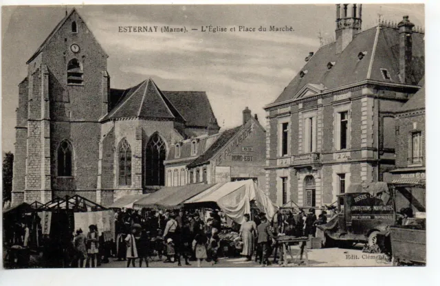 EXTERAY - Marne - CPA 51 - the Market - Marketplace - The Church - Truck