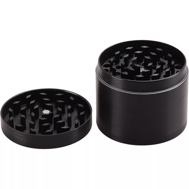 40mm Black Metal Aluminium Hand Grinder 4 Part Crusher Magnetic Zinc Alloy UK