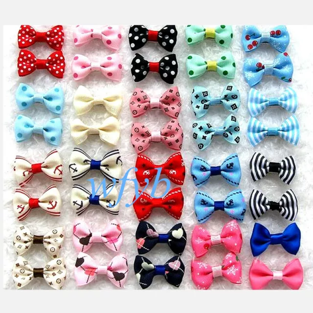 100/50 Hair Bows For Small Dog Cat Pet Puppy Bowknots DIY Grooming Accessory US