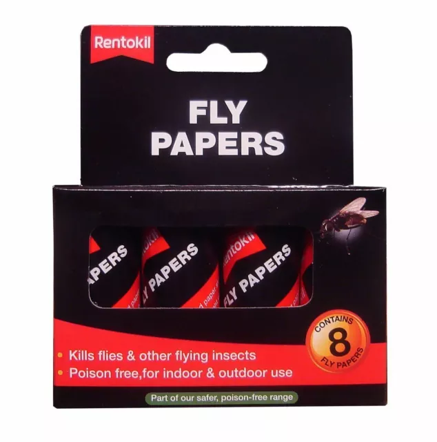 Rentokil Fly Paper Pesticide-Free 16 Pack Pest Control Home Garden Kitchen New