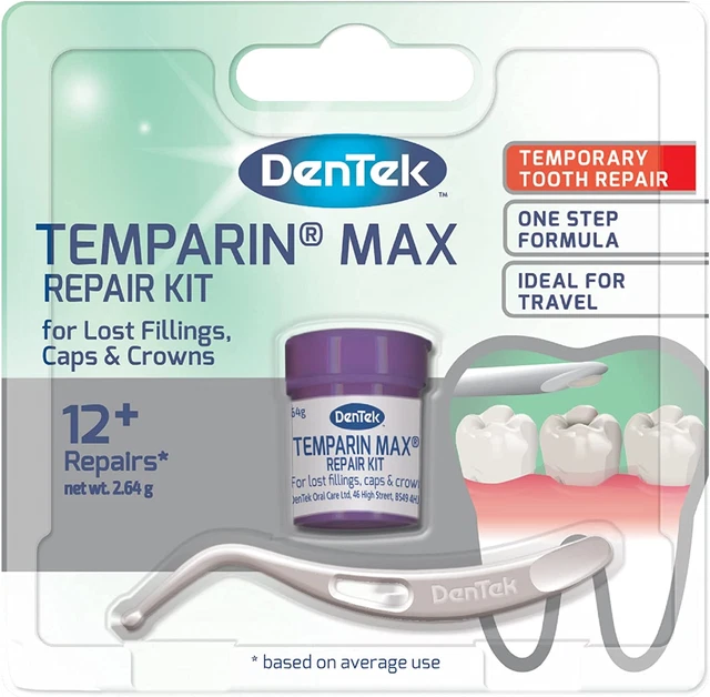 DenTek Temparin Max kit di riparazione dentale domestica per la riparazione di otturazioni perse e sciolte