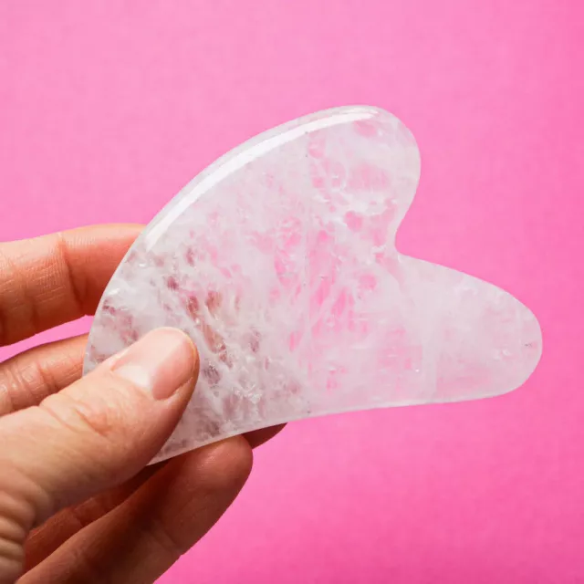 Pietra per Massaggio Viso in Quarzo Trasparente Giada Gua Sha Bellezza Naturale