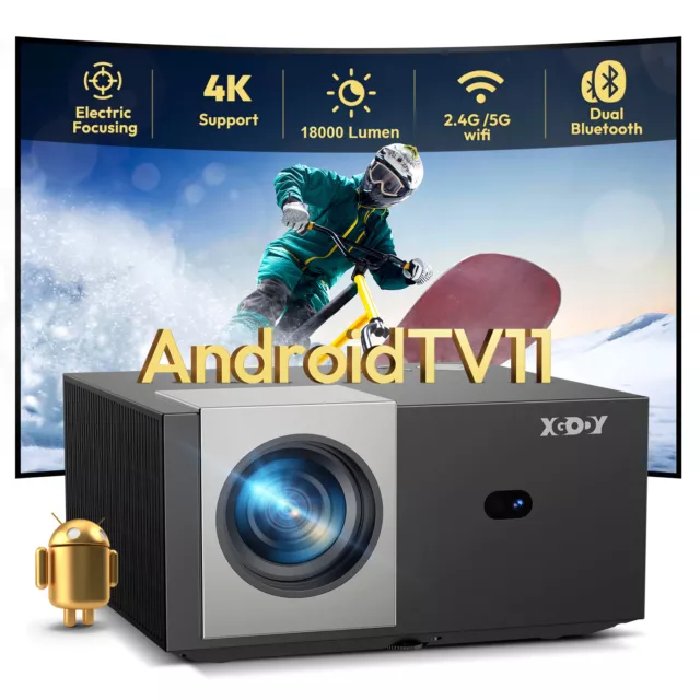 XGODY Android Projector Smart 5G WiFi Bluetooth UHD 4K 18000 Lumen Home Theater