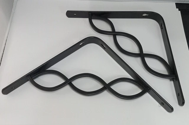 Steel Celtic Scroll Black 8" X 8" Shelf Brackets Lot of 2 Corbels 5