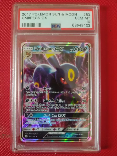 PSA 10 Pokémon Umbreon GX Sun and Moon Base Set Graded Card Gem Mint Half Art