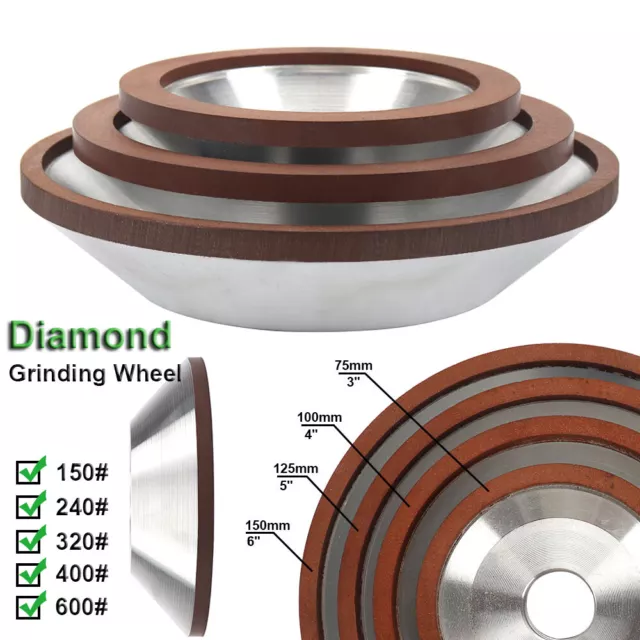 75/100/125/150mm Resin Diamond Grinding Wheel Metal Cup Grinder Disc 150-600Grit