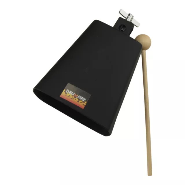 NEW Drumfire 16.5cm Metal Cowbell with Wooden Beater Hand Percussion
