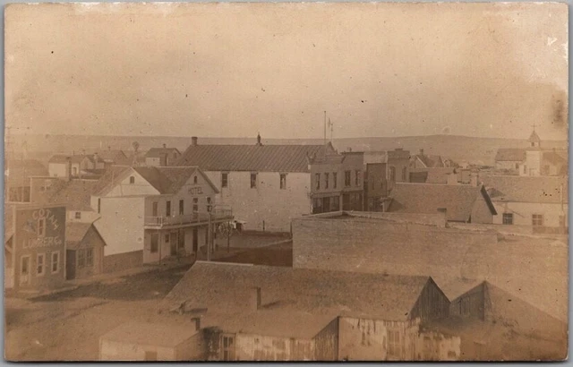 1910s HAZELTON, North Dakota RPPC Photo Postcard MAIN STREET / Downtown Scene