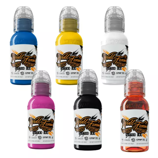 World Famous Tattoo Ink 6 Color Luiz Lopes CMYK Set 1 oz