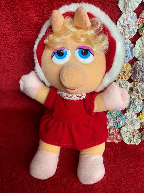 Vtg Baby Miss Piggy Plush Toy 1987 Henson Associates Doll Red & White Cape