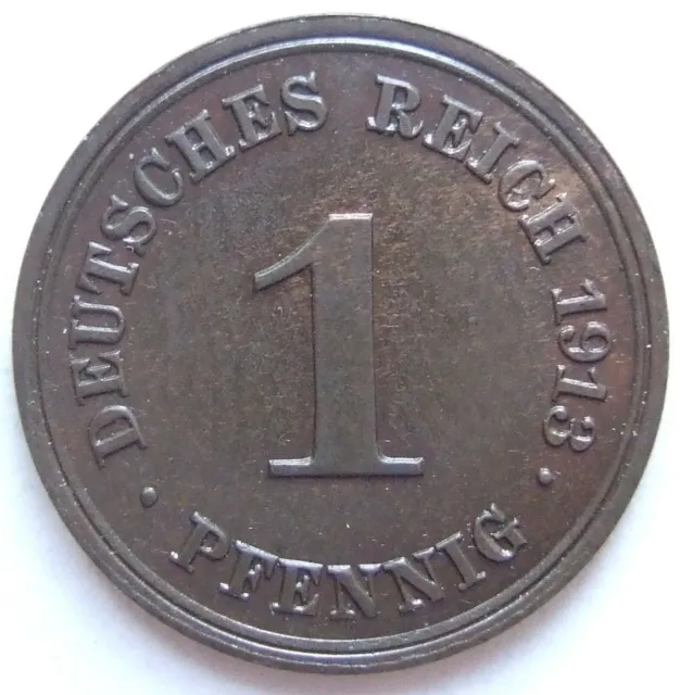 Moneta Reich Tedesco Impero Tedesco 1 Pfennig 1913 E IN Uncirculated