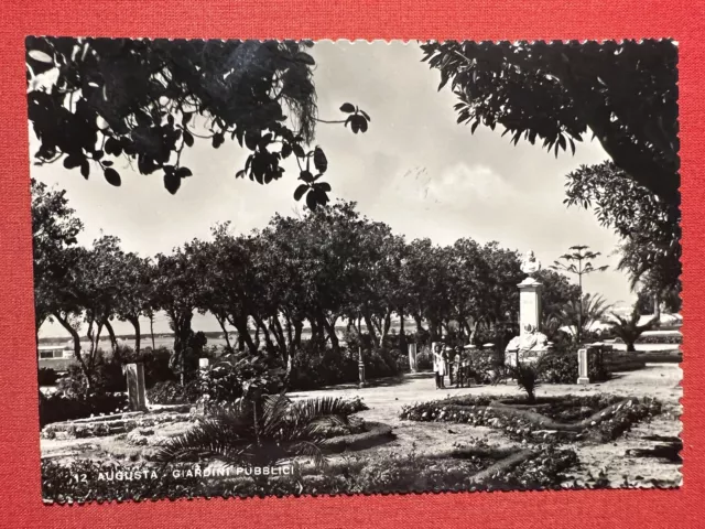 Cartolina - Augusta ( Siracusa ) - Giardini Pubblici - 1953
