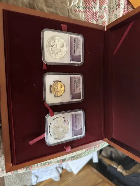 Panda Moon Festival Medals 3 Coin NGC Pr70 Ultra CameoSet 1 Of First 500 Struck