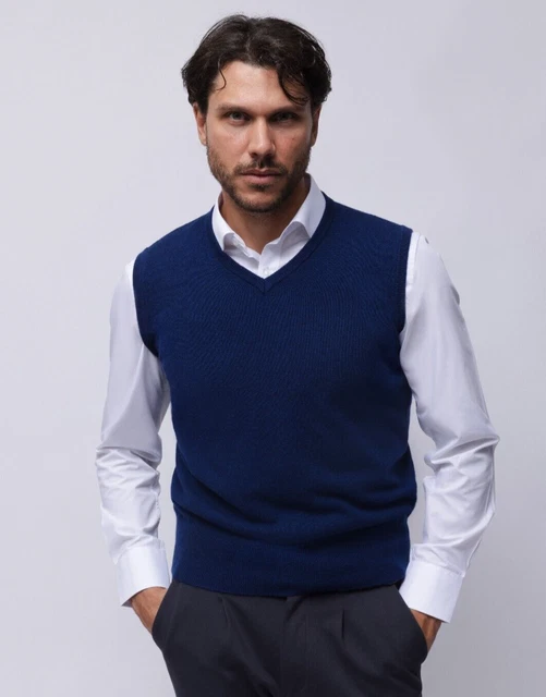 1stAmerican Gilet Col En Forme De V Pull Cachemire Laine Homme Pull sans Manches
