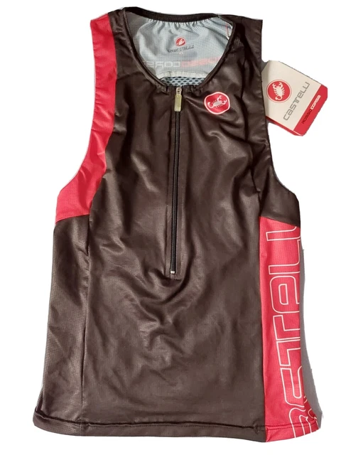 Castelli Free Tri Top Rennrad-Trikot Wasserfest, Schwarz/Rot Gr.S,triathlon