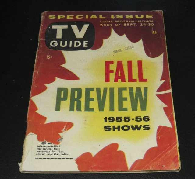 TV GUIDE VINTAGE Special Issue 1955 Fall Preview Cover No Label £15.71