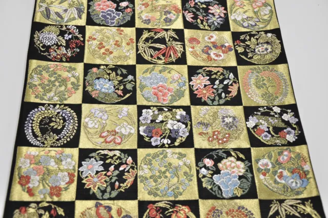 Vintage Japanese Kimono Fukuro-Obi Silk Art Classic Lucky Pattern Gold #JPS0018 6
