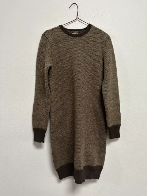 Vtg Ralph lauren Rugby Brown Dress With Elbow Patches Medium 100% Wool