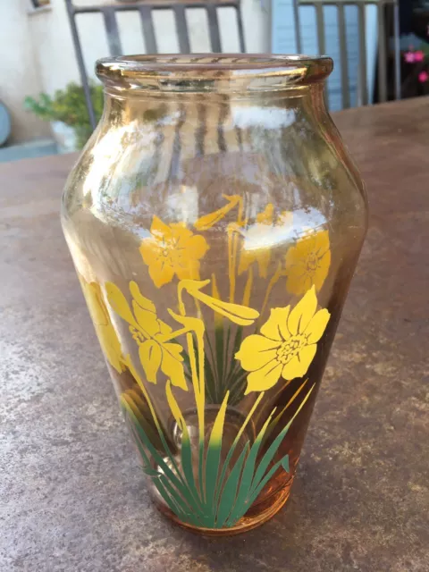 Vase Verre Art Déco Narcisse Jaune