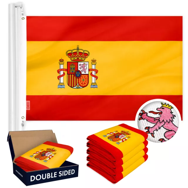 Spain Spanish Flag 3x5FT 5-Pack Double-sided Embroidered Polyester By G128