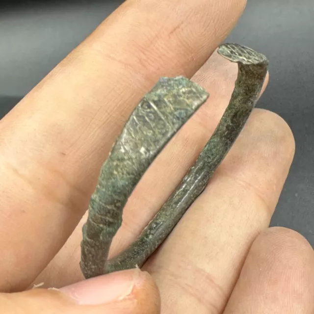 Genuine Ancient Viking Bronze Bracelet With Engravings - CIRCA 9TH-10TH CENTURY 3