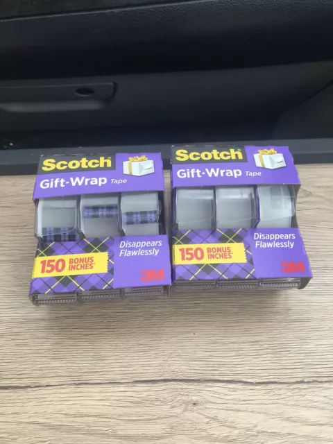 Scotch GiftWrap Tape 0.75 x 300 Inch - Pack of 3 (Lot Of 2) Bonus 150 Inches