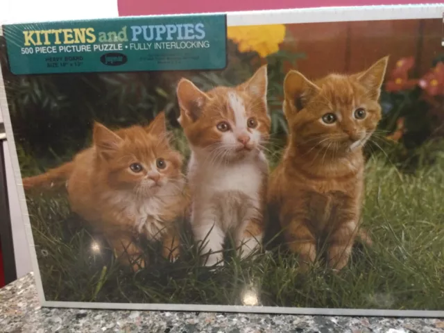 Vintage Jaymar Kittens & Puppies 500 Piece Jigsaw Puzzle 18” x 13” New