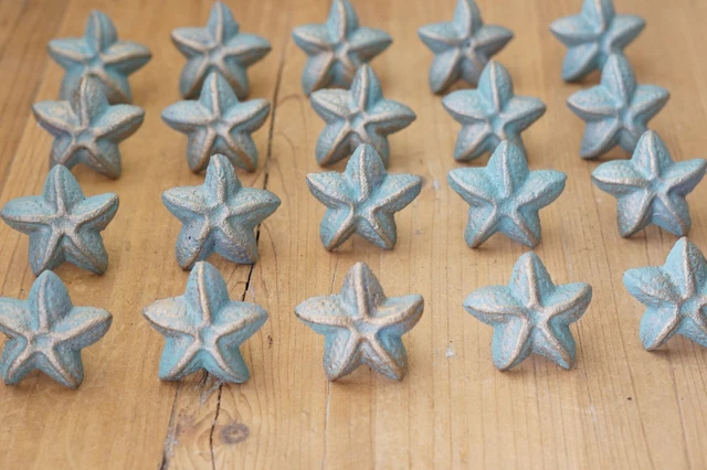 20 Cast Iron Starfish Drawer Pulls Cabinet Cupboard Bathroom Decor Nautical Knob