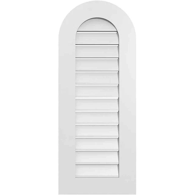 Ekena Millwork PVC Gable Vent Functional 16" X 40" Round Top W/Standard Frame