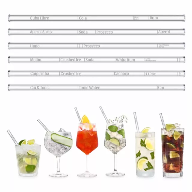 HALM Wählbare Cocktail Rezepte Glasstrohhalme - individuelle Cocktails mit grav