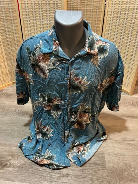 Island Shores Tropical Hawaiian Button Up Down Shirt XL 100% Rayon h87