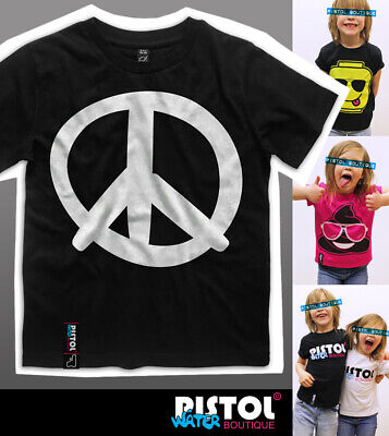 Acqua Pistol Boutique Bambini Ragazzi Ragazze Pace Logo Simbolo Segno T-Shirt
