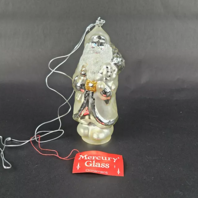 Department 56 Mercury Glass Handpainted Old World Santa 7" Christmas Ornament