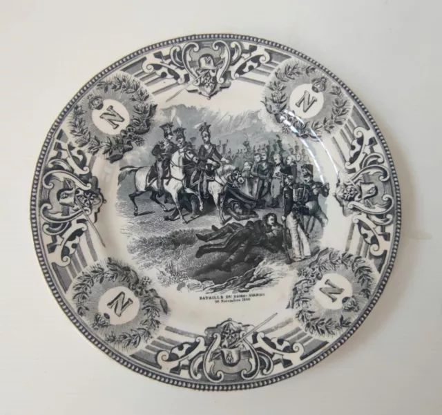 Assiette Boch Louviere Belgique Scene Militaire Napoleon Bataille Somo Sierro