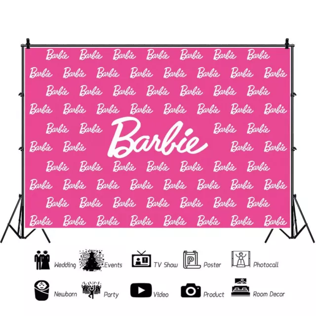 Barbie Backdrop Happy Birthday Party Banner Home Studio Photo Decor Background