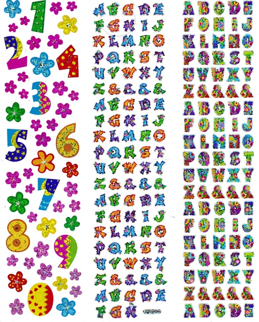 STICKERS ALPHABET LETTERS ABC NUMBERS DIGITS $0.99 - PicClick