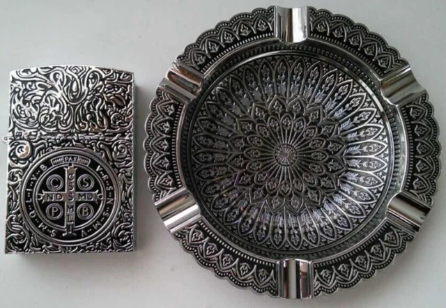 ZORRO Oil Lighter Silver Constantine Ashtray Set Japan New Zippo
