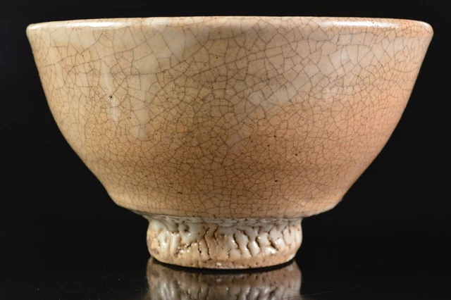 G2217: Korean Li Dynasty White glaze TEA BOWL Green tea tool Tea Ceremony