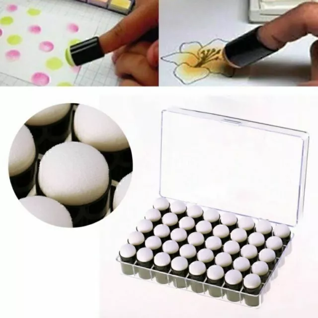 200PCS Finger Sponge Daubers Paint Ink Stamping Pad Brush Crafts +Storage Box UK